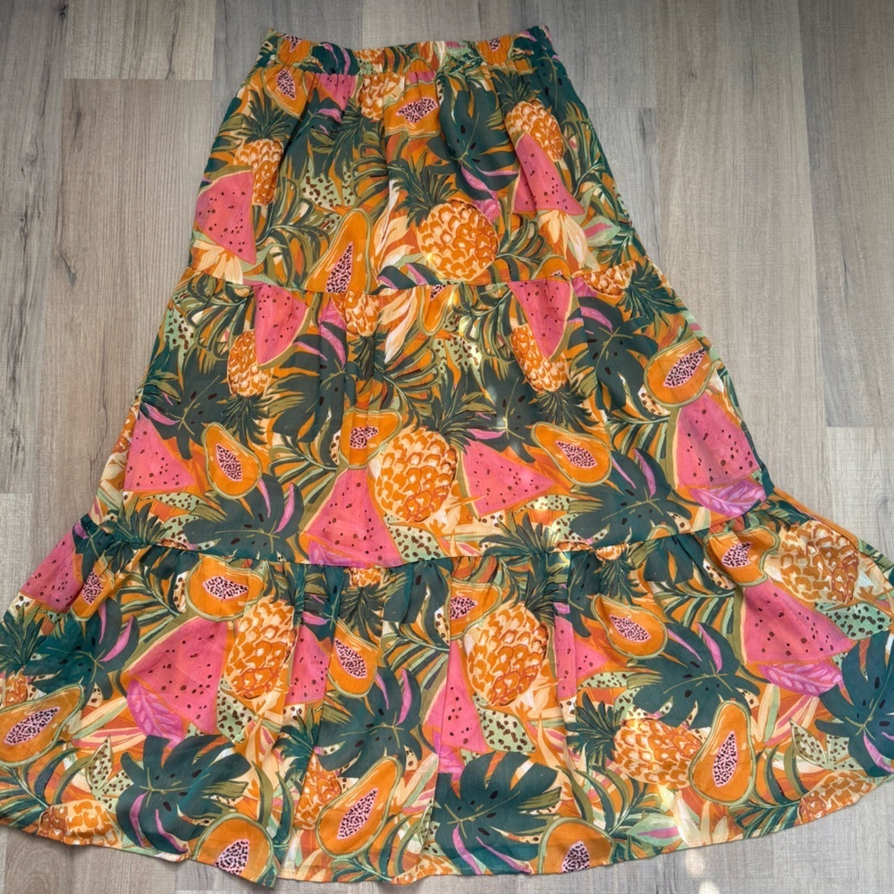 My Danielle Beach Vibrant Tropical Stretchy A-line Prairie Layered Women’s Skirt - Picture 9 of 9